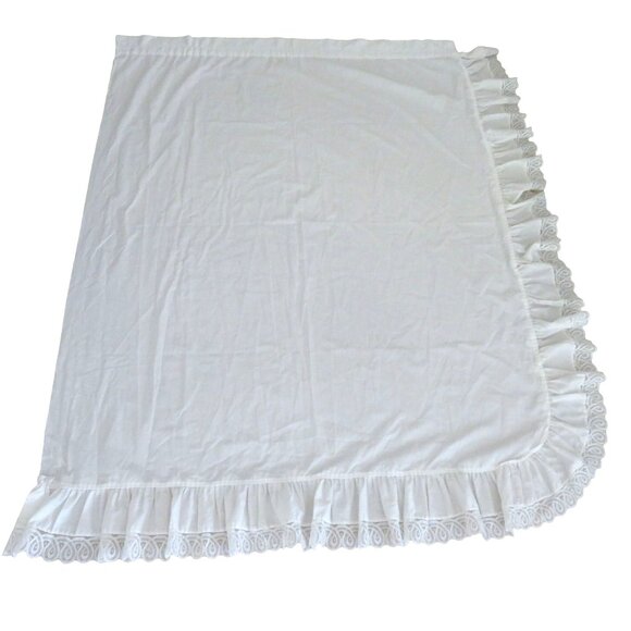 Pair of 2 White Lace Ruffle Curtain Drape Panels 44" x 62" Cottage Shabby Chic - Picture 3 of 16